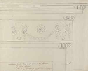 Merdiven saçakları için tasarım, Headfort House (döşemeli kağıt üzerinde grafitli kalem ve siyah mürekkep) by Robert Adam